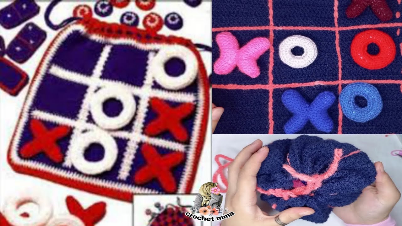 طريقة عمل لعبة ( X/O ) كروشيه لعبة اكس او كروشيه how to  crochet games crochet tic tac toe