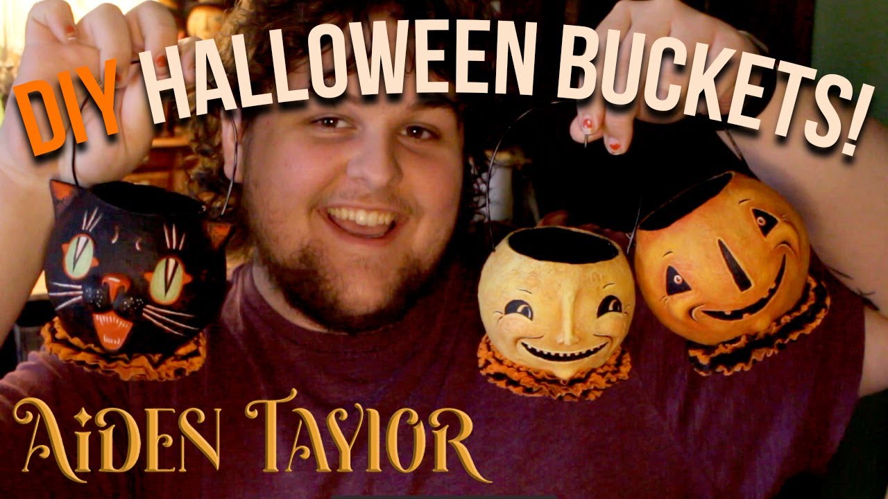 DIY Vintage Halloween BUCKETS!! 🐈‍⬛ [Let's Make Folk Art]