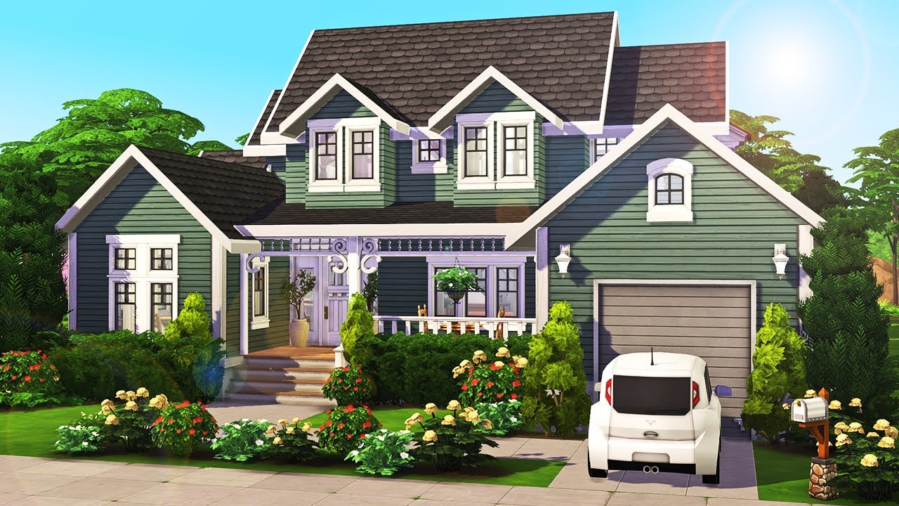 Large 4 Sim Family Home 💚 || The Sims 4: Speed Build