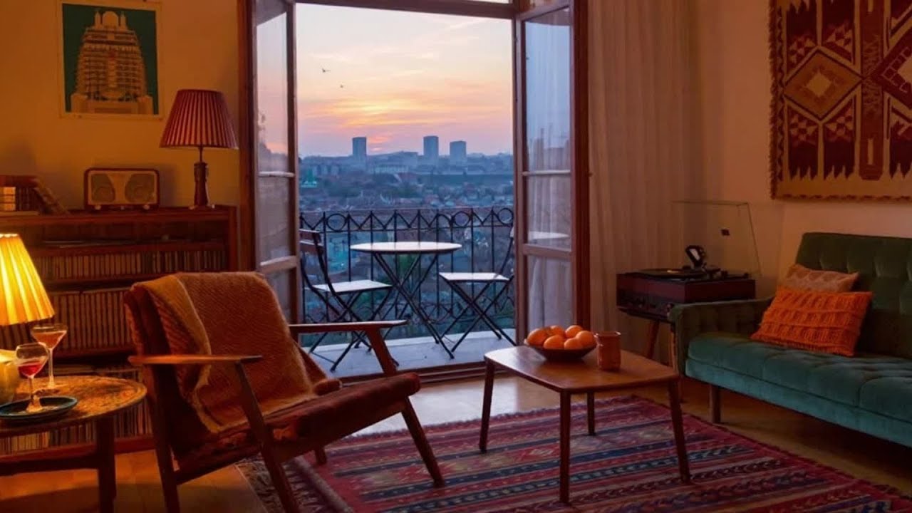 Cozy 1960s Yugoslavian Room with Terrace View of Belgrade | Vintage Interior Ambience | | No Ads