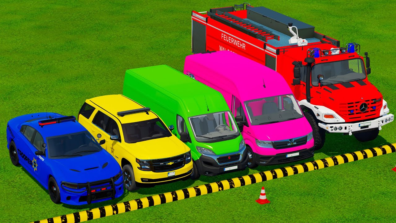 TRANSPORTING POLICE CARS & AMBULANCE EMERGENCY VEHICLES WITH MAN TRUCKS ! FS22