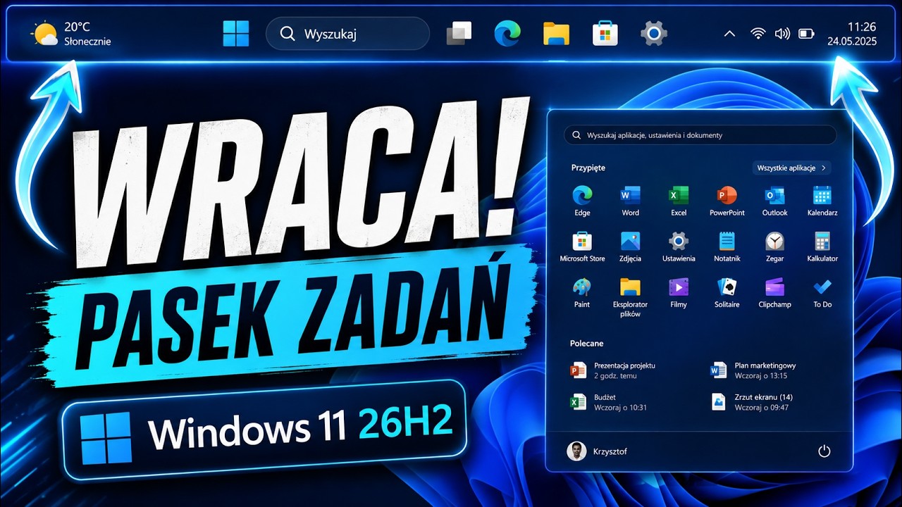 Windows 11 26H2 &ndash; Pasek zadań wraca na g&oacute;rę i boki! Najważniejsze nowości