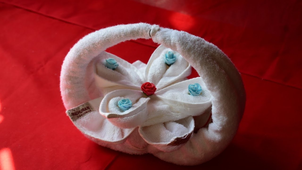 Flower Basket Towel Folding | How To Make Towel  Flower Basket | #mrgariya