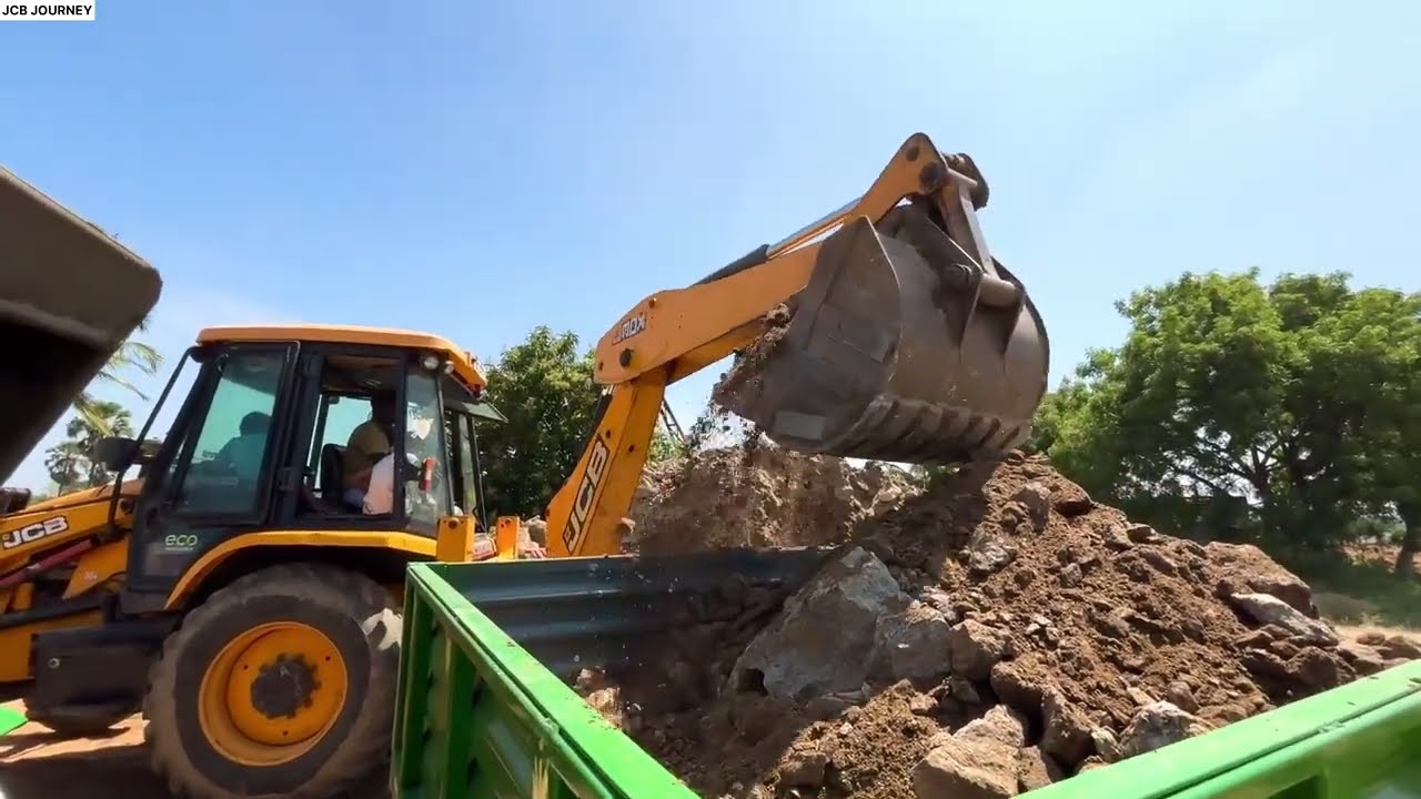 New Jcb 3dx Backhoe Machine Loading Red Mud In Mahindra and Swarai Tractor|Jcb and TractorCartoon 😍