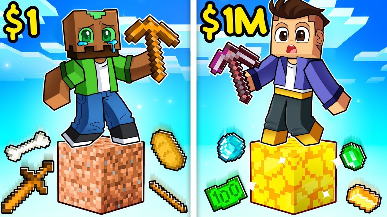 $1 VS $1.000.000 UN SÓLO BLOQUE en MINECRAFT