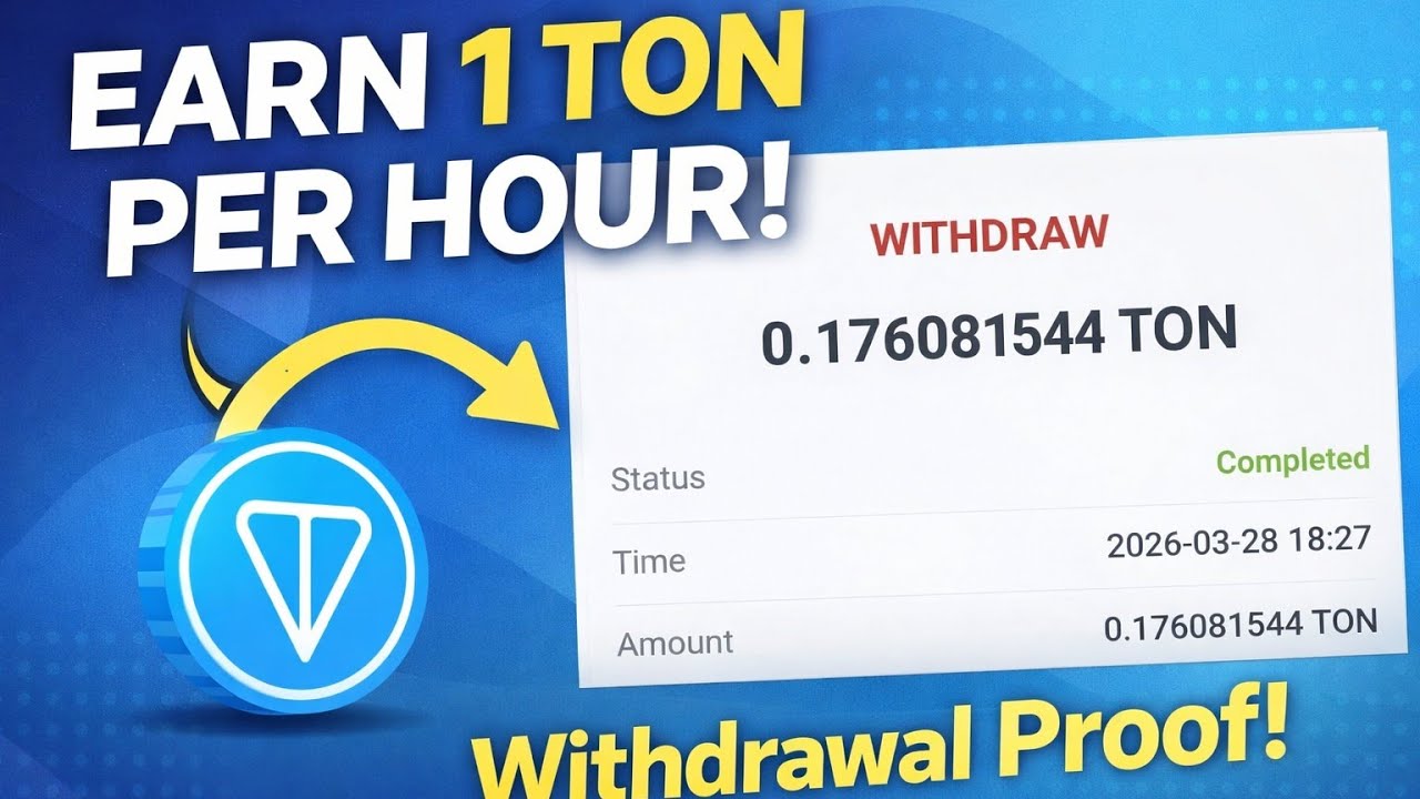 How to Earn 1 Free TON COIN Per Hour - My 0.1 TON withdrawal Proof 