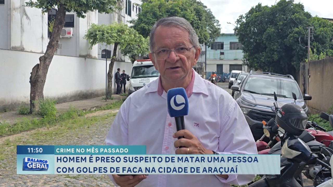Crime no mês passado: Homem é preso suspeito de matar vítima a facadas em Araçuaí.