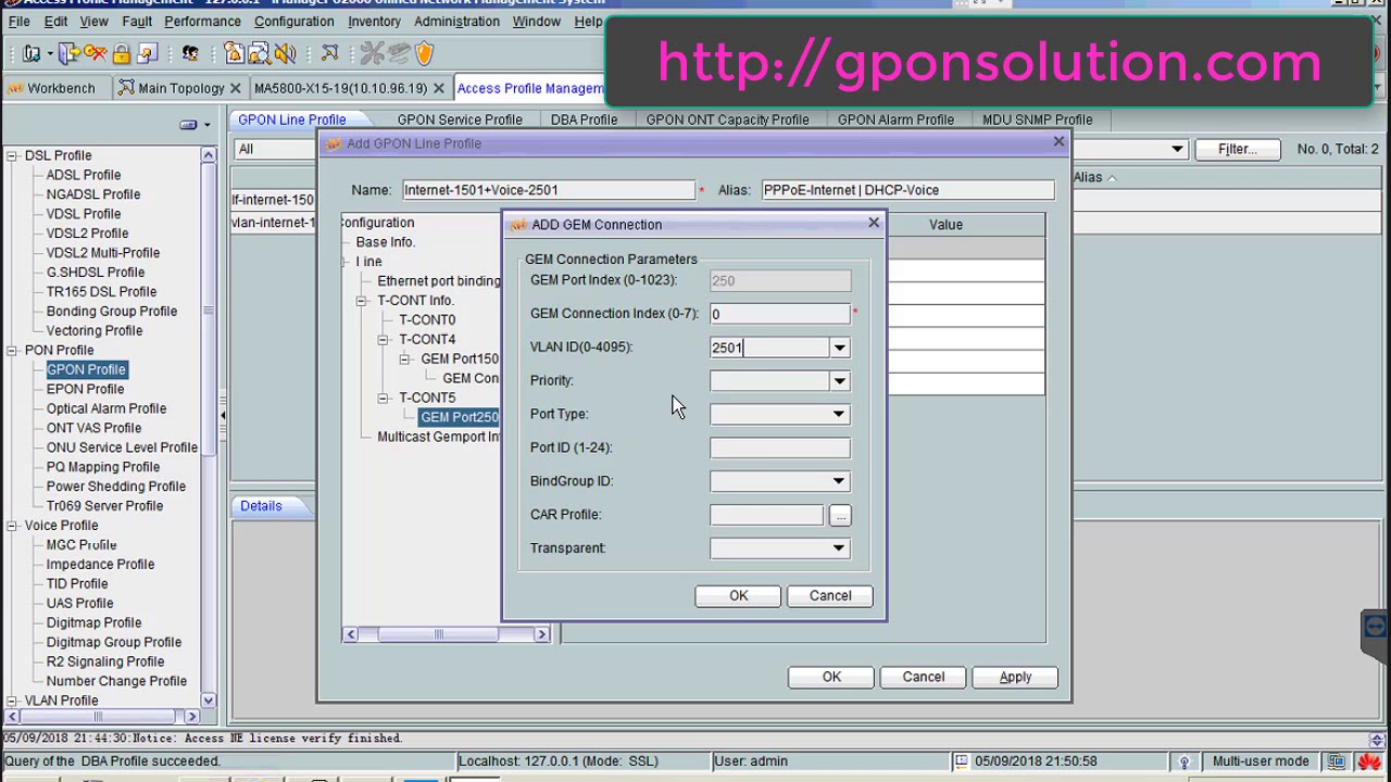 Huawei ONT PPPoE Internet and Voice Configure by U2000 NMS with VAS