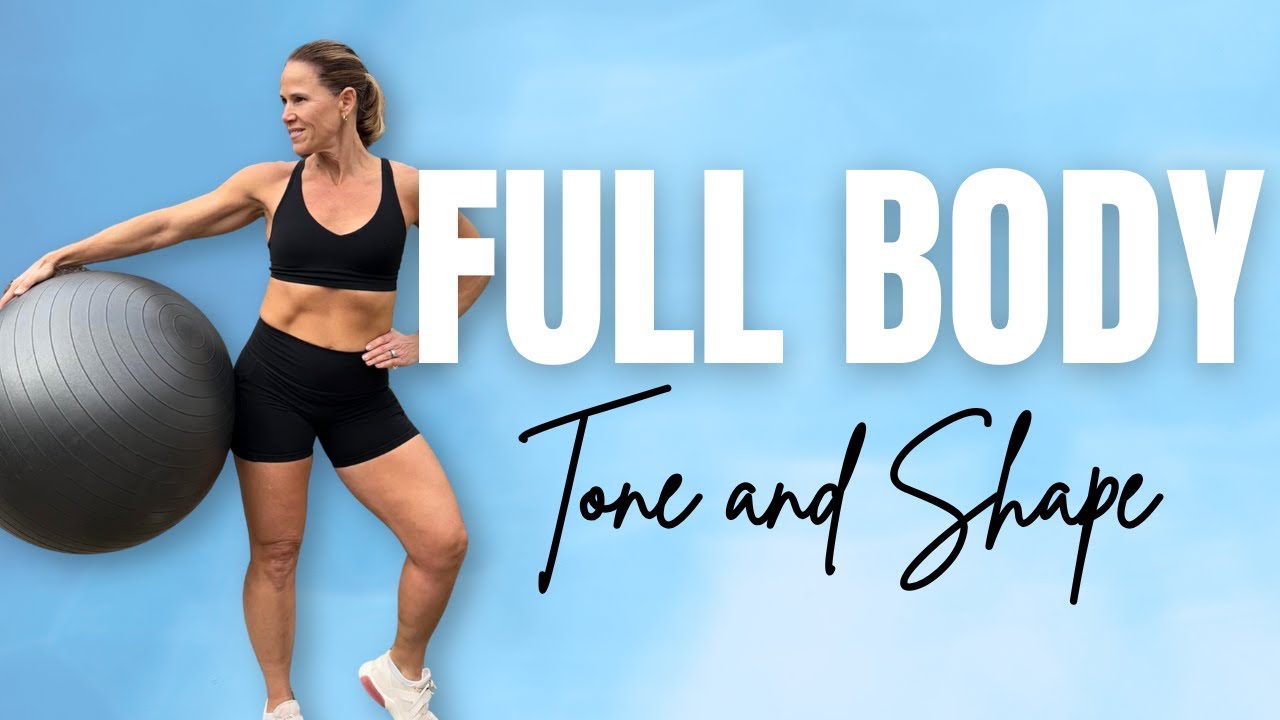 45 MIN Total Body Stability Ball Tone & Sculpt Workout | Core and More