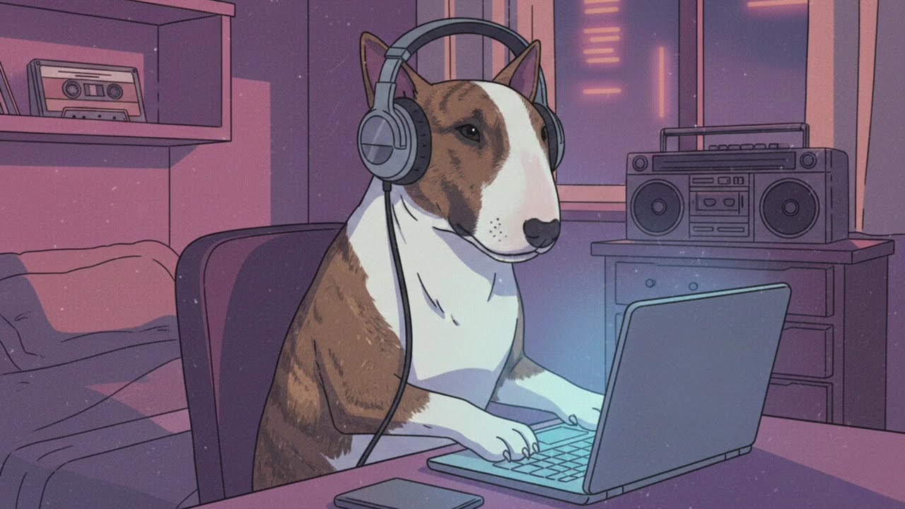 Lofi Study Music with Dog | Relaxing Background Music for Focus, Homework, & More | Bull Terrier