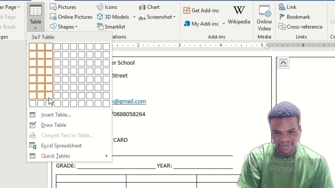 How to do Report Card in MS Word