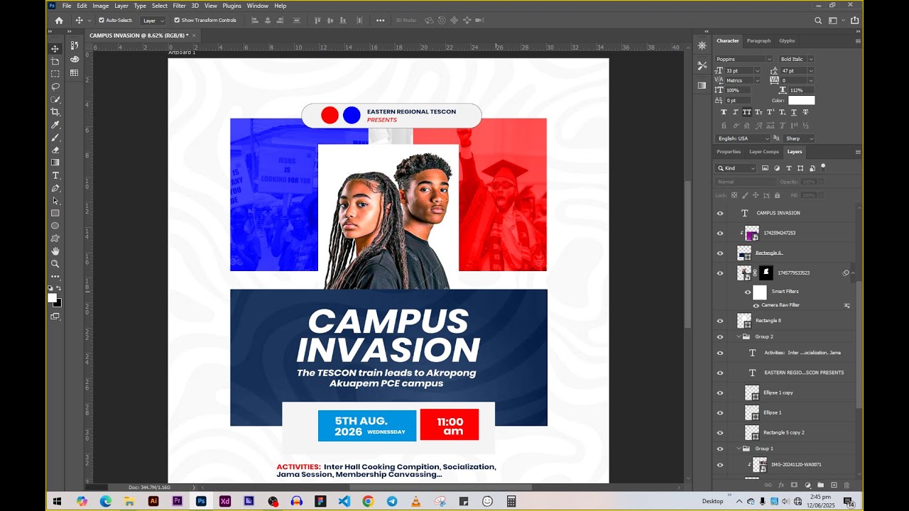 PHOTOSHOP TUTORIALS FOR BEGINNERS AND EXPERTS  ||  HOW TO MAKE CAMPUS INVASION FLYER  ||  DATA