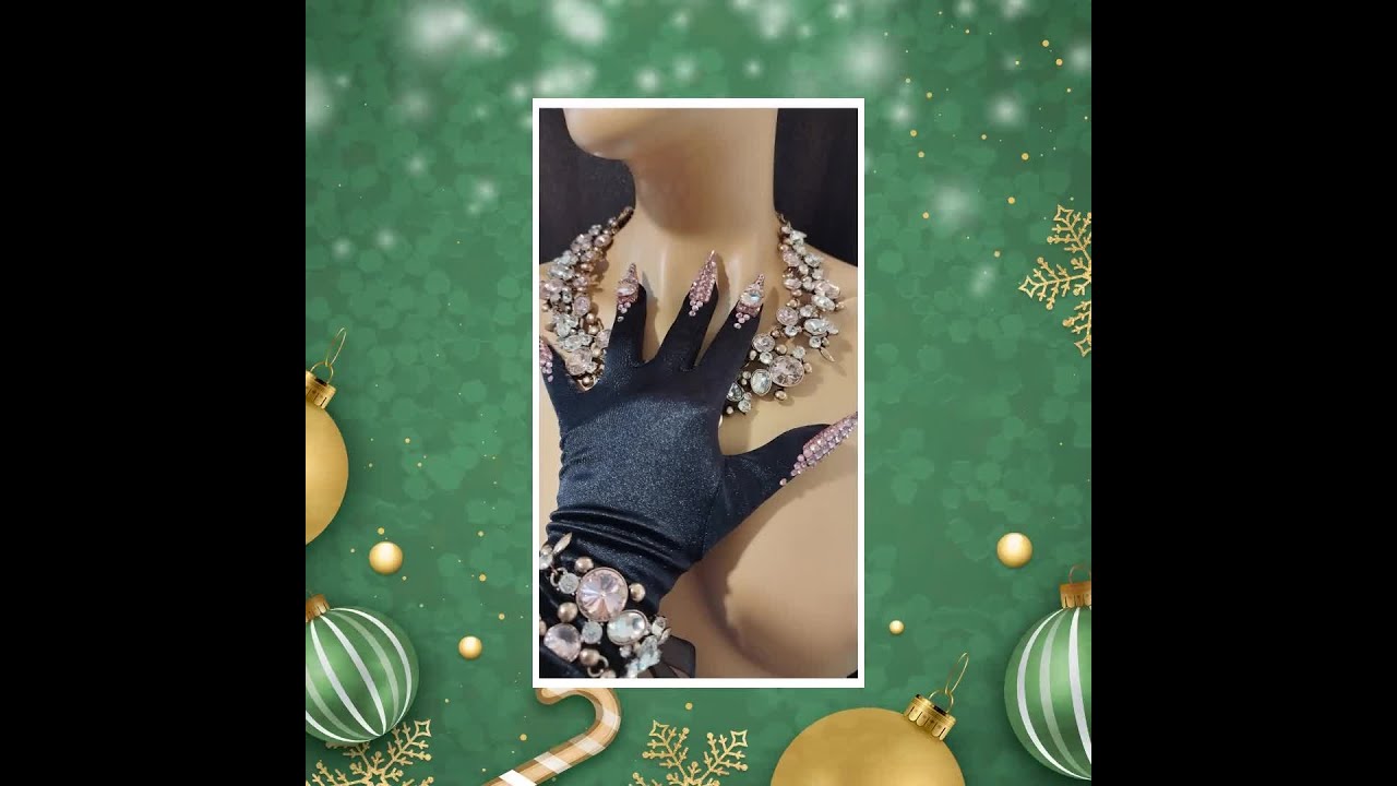 Black satin over elbow length gloves, two bracelets and a necklace for Drag Queen Burlesque cospl...