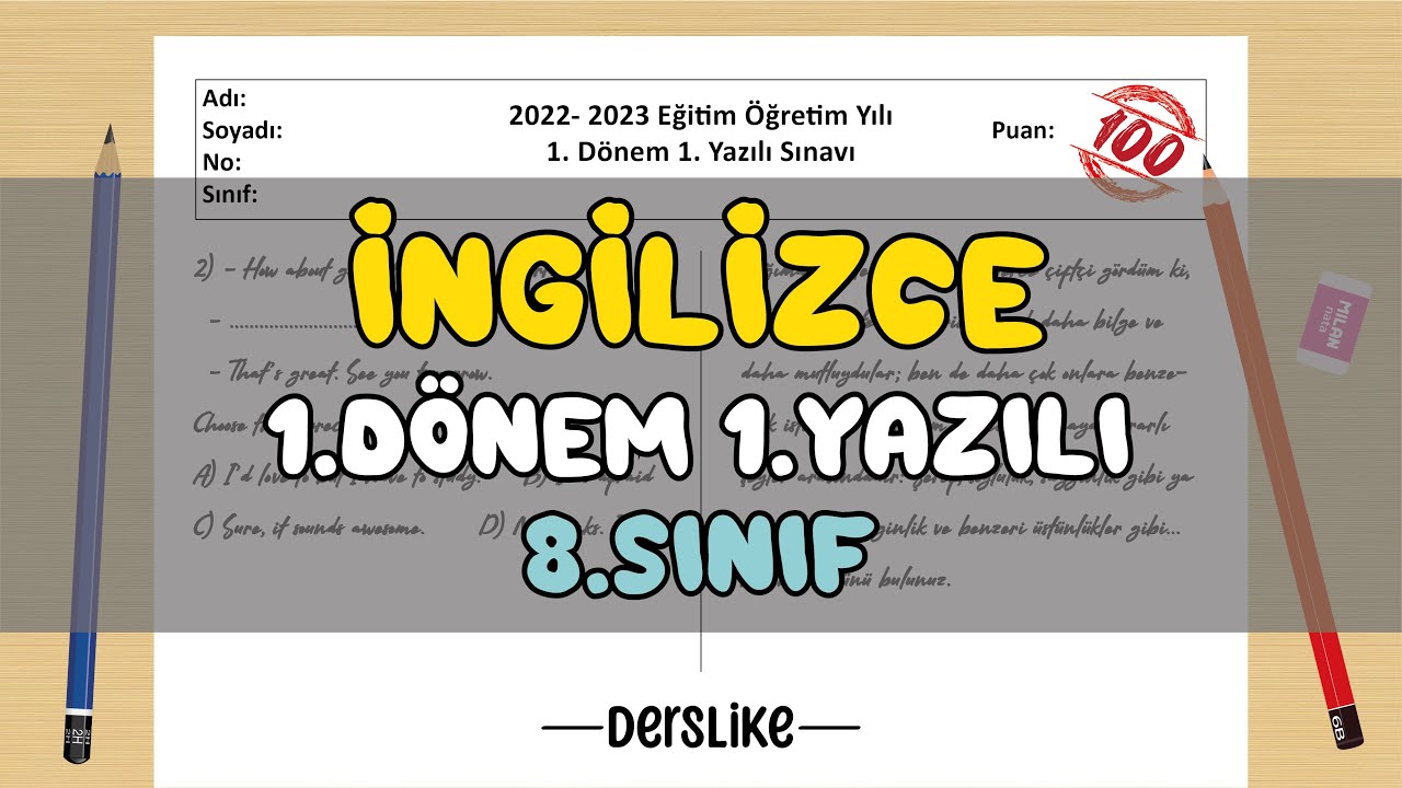 8. Sınıf İngilizce 1.Dönem 1.Yazılı Soruları #2023