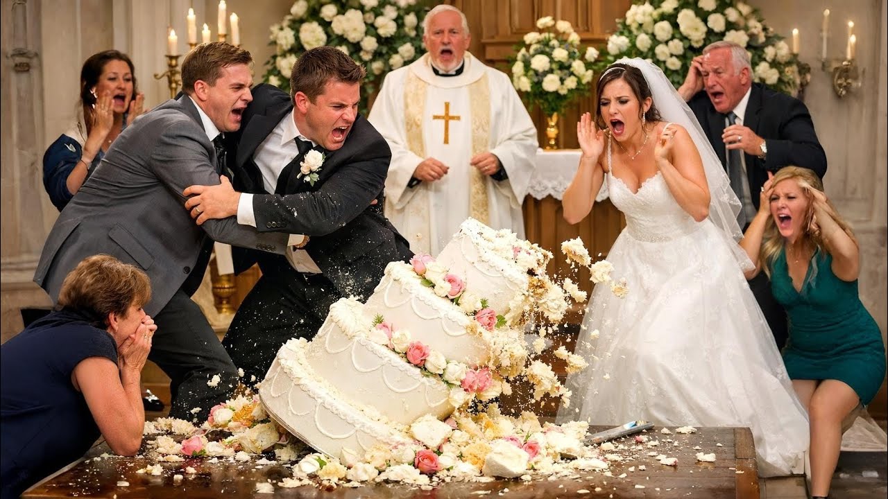 Noivo derruba o bolo de casamento de propósito… o que vem depois choca.