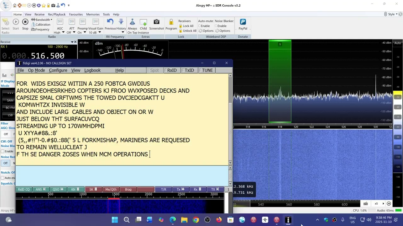 Testing GA 490 magnetic loop on mediumwave NAVTEX 518 kHz decoding signals