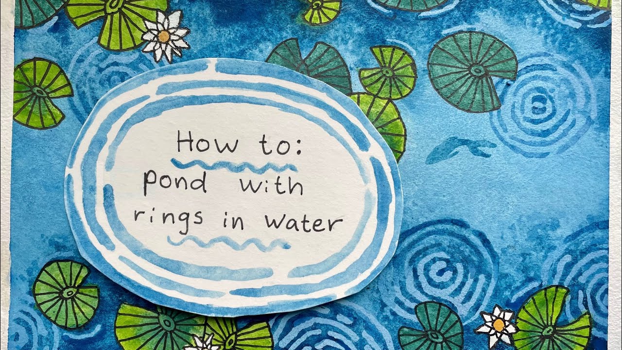 How to paint a pond with watercolor🩵Rings in water & lily pads-4K Step by step tutorial + lofi music