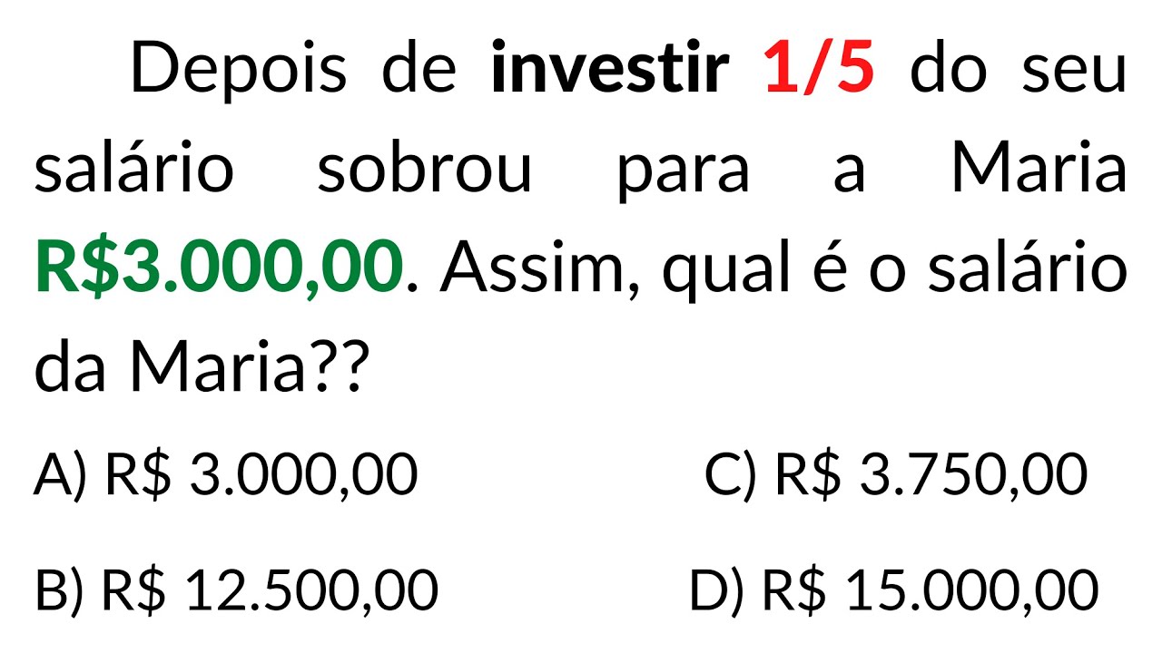 QUESTÃO DE MATEMÁTICA BÁSICA IMPERDÍVEL EM PROVA CONSEGUE INTERPRETAR - PROIBIDO ERRAR