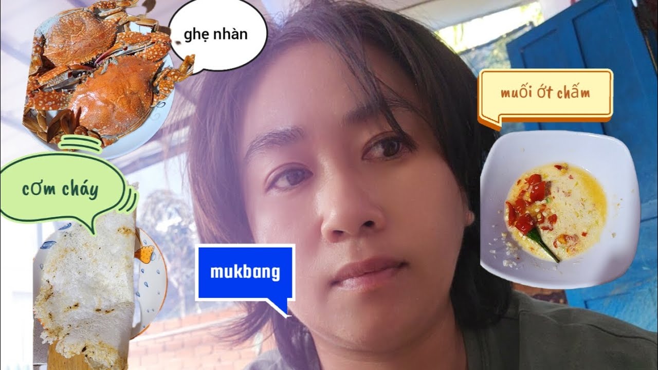 Muk bang cơm cháy tự làm ,ghẹ sống luộc  chấm muối ớt chanh .thịt ngọt như tôm hùm ( Mukbang seafood