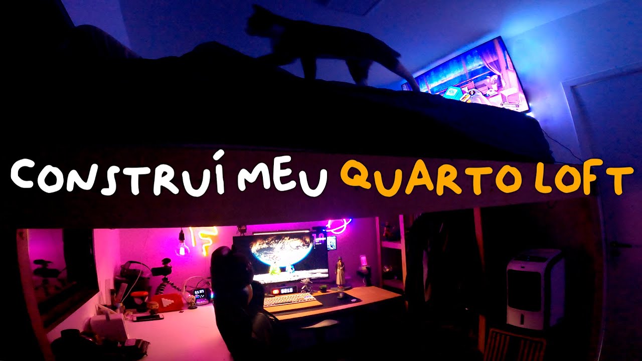 Transformei meu quarto pequeno num LOFT GAMER - diy quarto loft/mezanino(faça você mesmo)