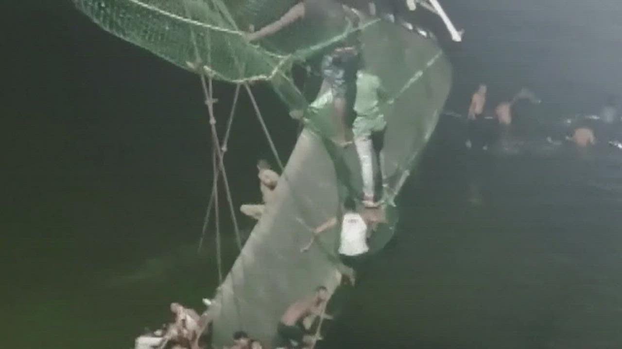 Bridge collapses in India days after reopening, more than 130 dead