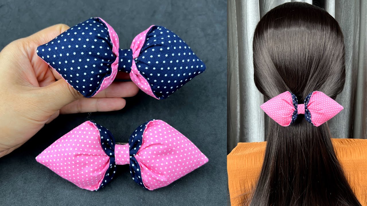 DIY Fabric Bow Hair Clip. Making Beautiful Fabric Bow Hair Clip . DIY Hair Clip.