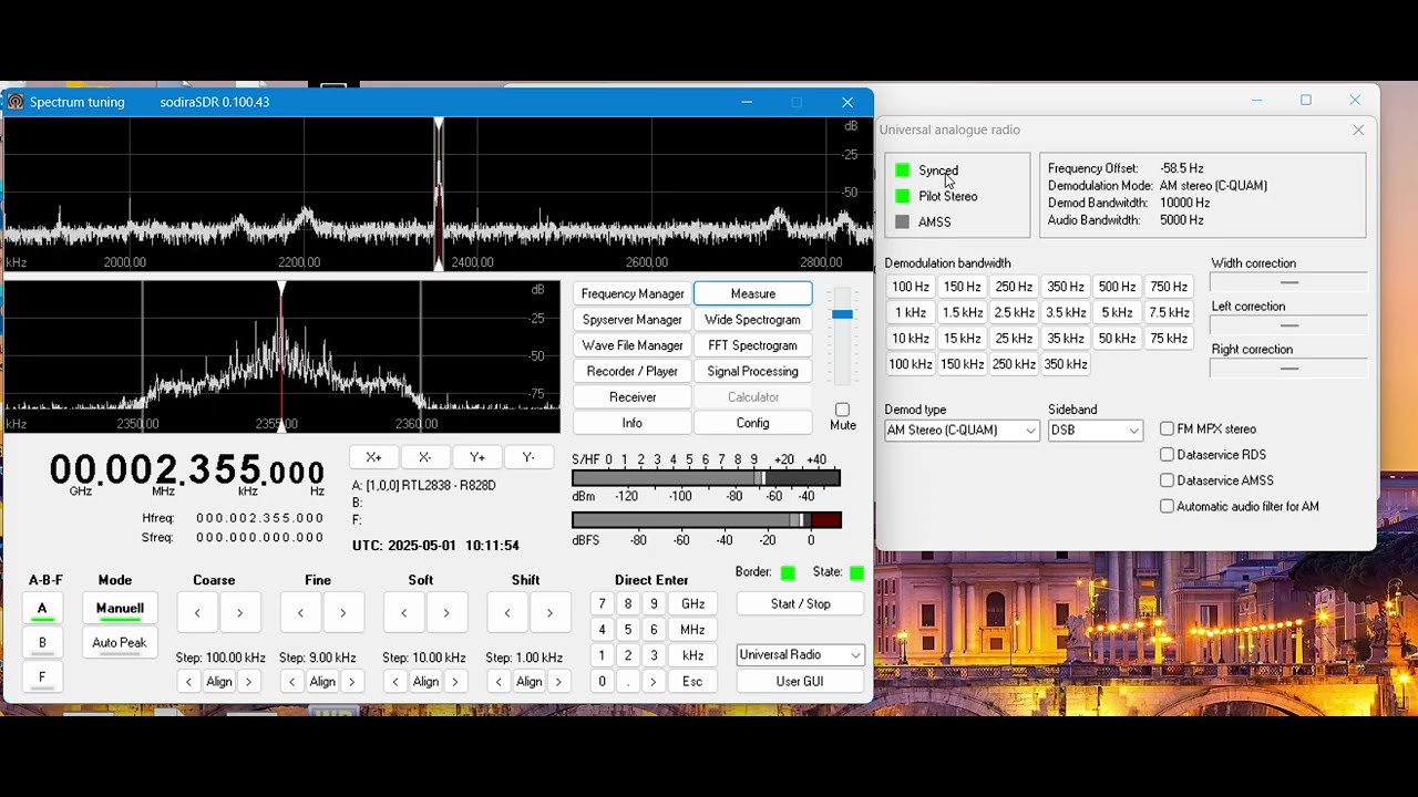 4TRP CQUAM AM stereo Shortwave 2355KHz demo