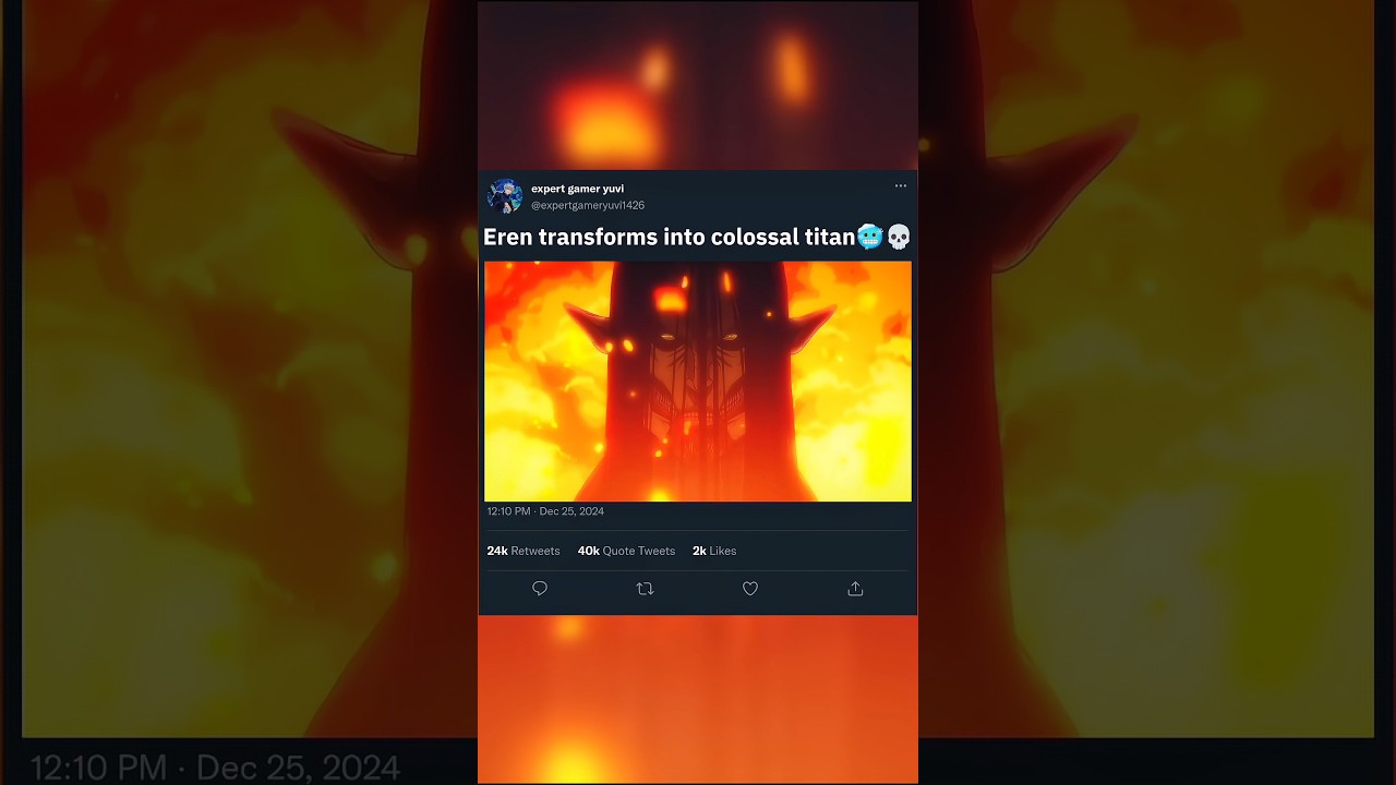 eren transforms into colossal titan 🥶💀