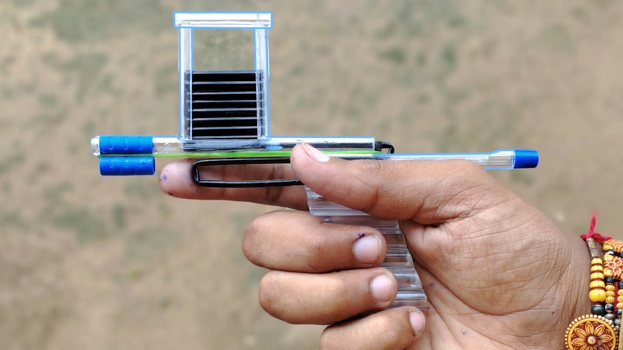 10 Bullets Magazine Gun | How to make pen gun with magazine 