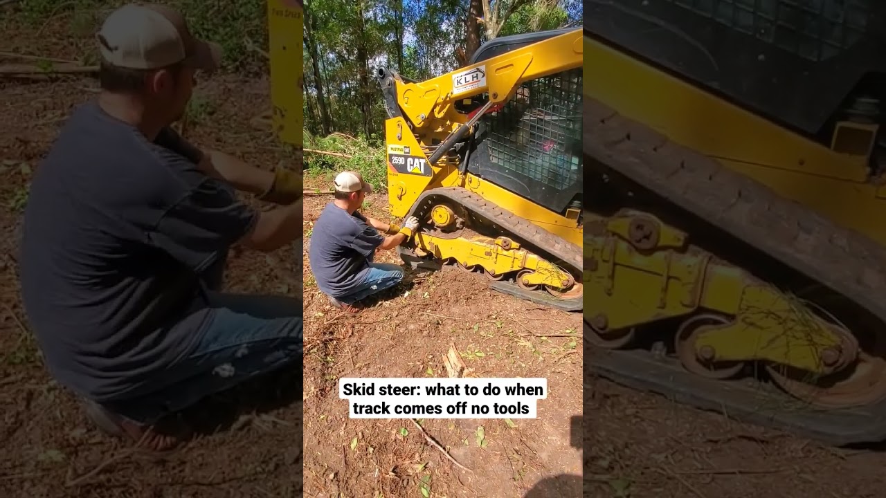 put track back on skid steer, no tools just a stick