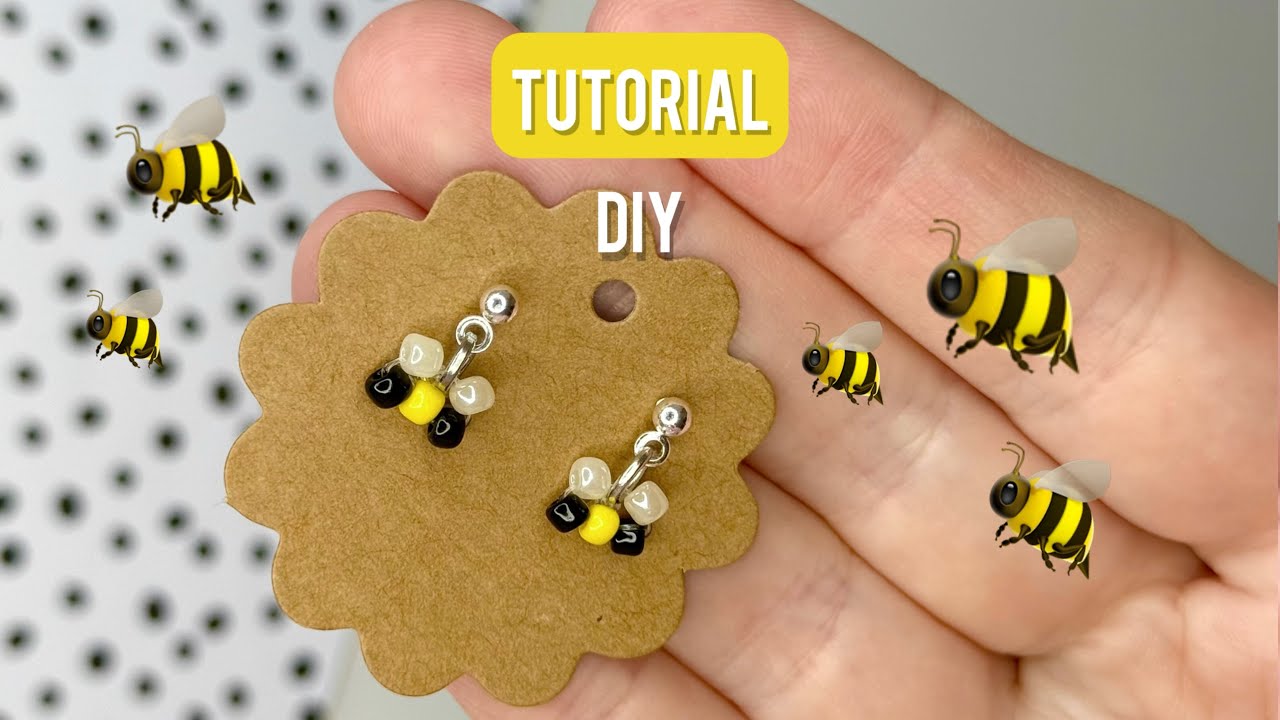 Tutorial | How to Make Easy Beaded Bee Stud Earrings 🐝 | DIY Cute Jewelry in Minutes!
