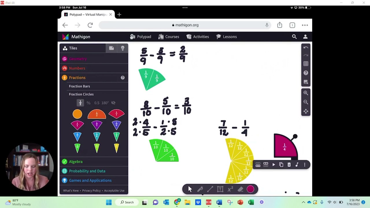 Subtracting Fractions with Polypad