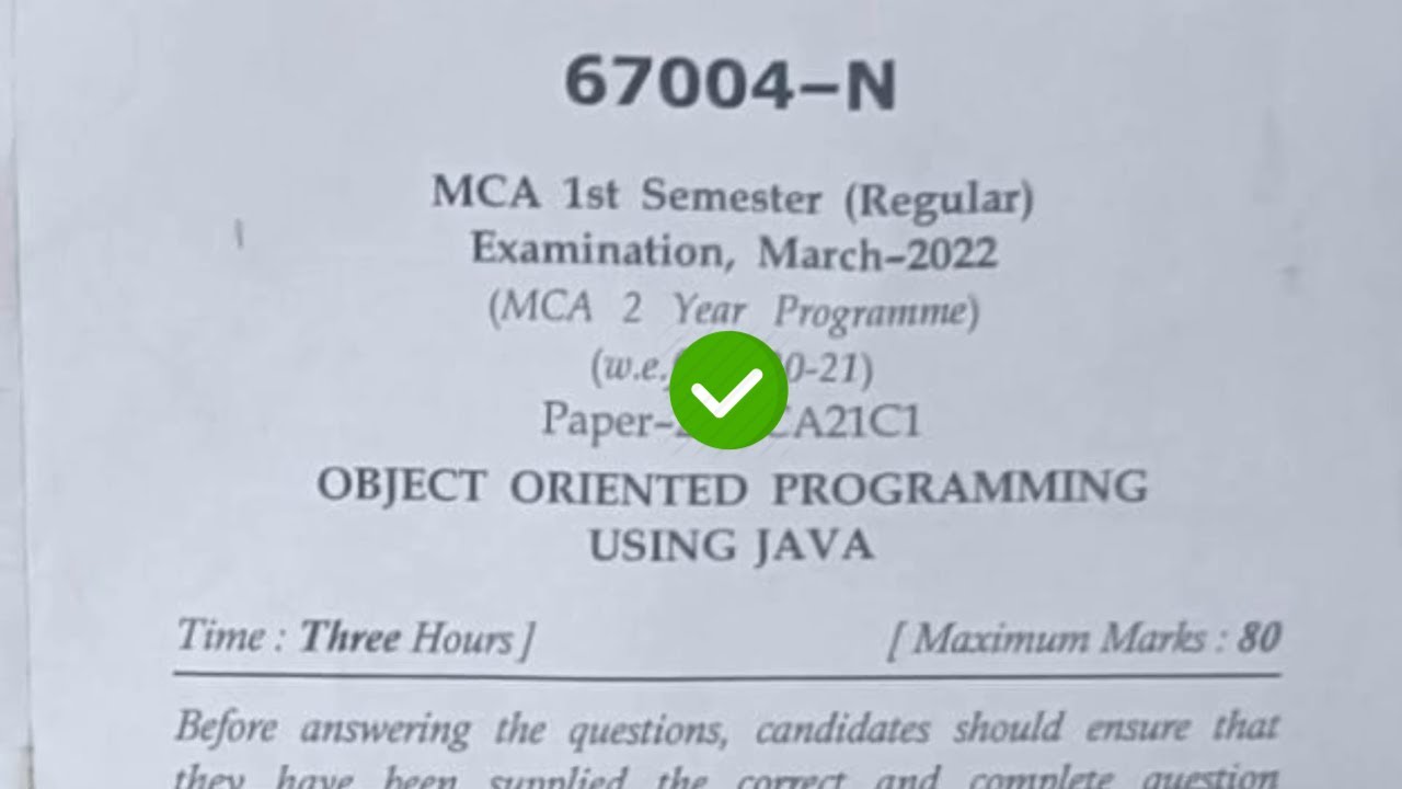 Mdu MCA 1st Sem Java Question Paper 2022