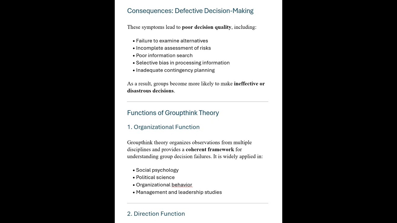 ASP - Social psychology, Group think theory 