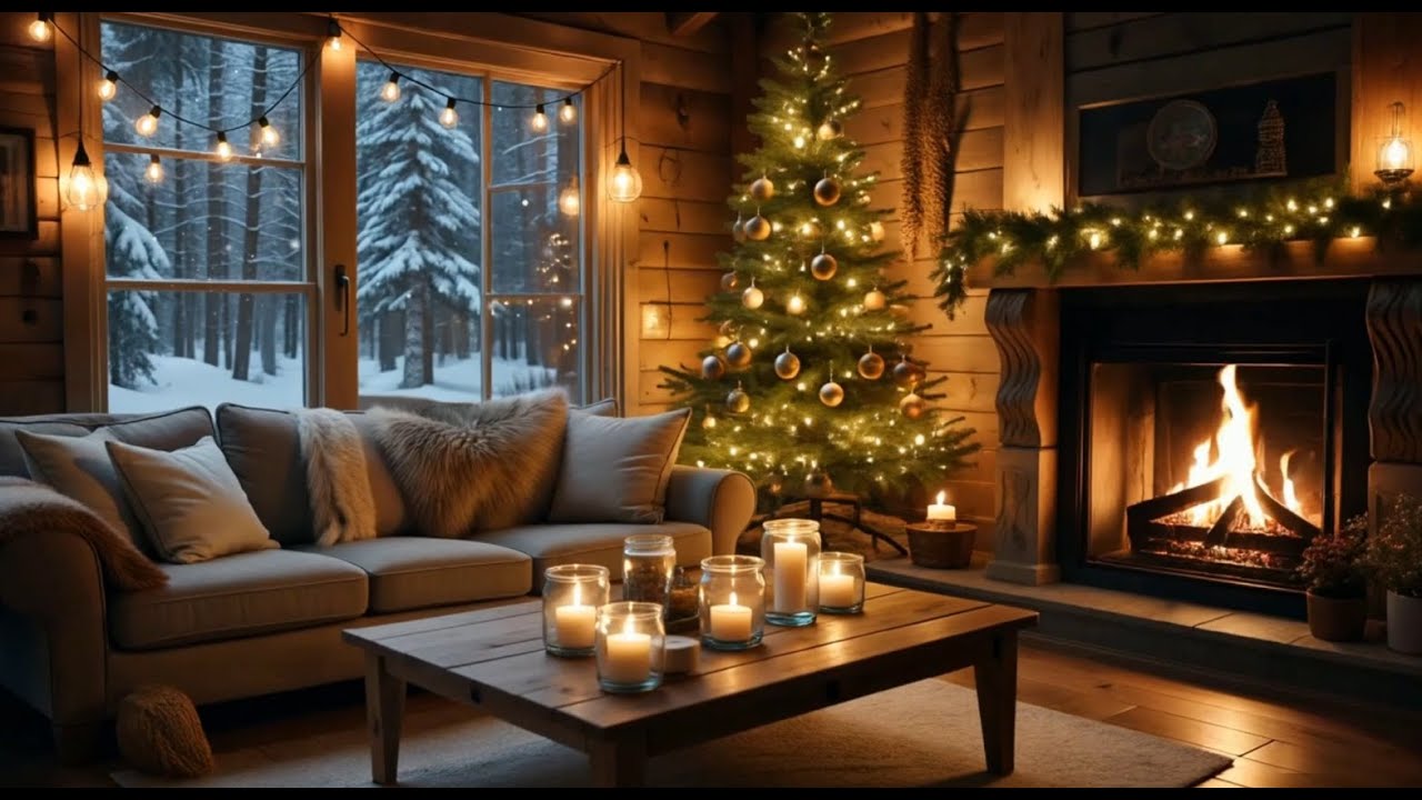 Cozy Snowfall & Soft Piano ❄️ Gentle Ambience for Sleep & Relaxation | Winter Cabin