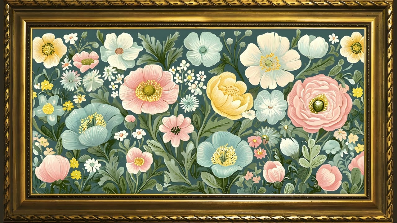 St. Patrick's Day Floral Oil Painting | Gold Framed TV Art Screensaver for Spring