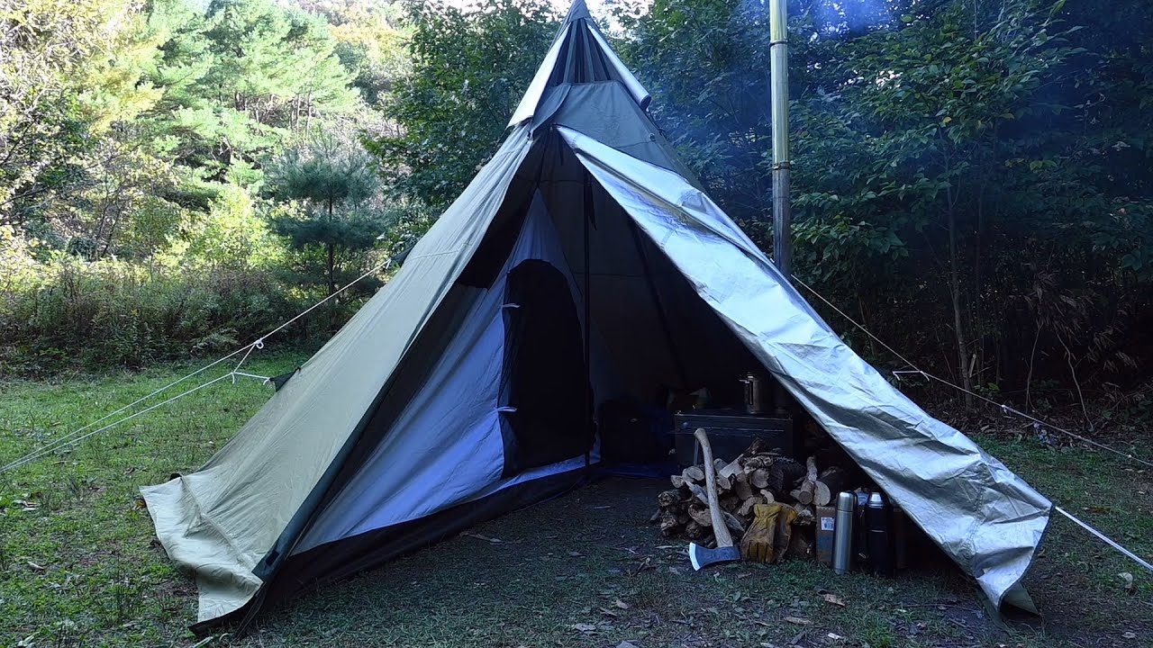 Camping with Pomoly Hex Plus with Half Inner Tent,  Homemade Wood Stove, Tent life, enjoying Nature.