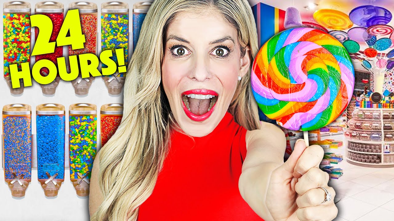Sneaking Into A Giant CANDY STORE for 24 Hours - Rebecca Zamolo