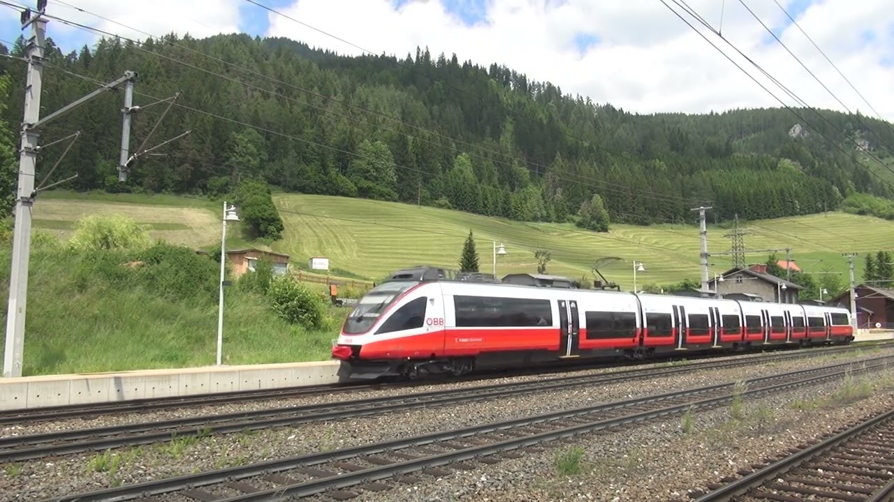2021 - AT - Departure of &Ouml;BB 4024 Talent EMU as regional train, in Spital Am Semmering