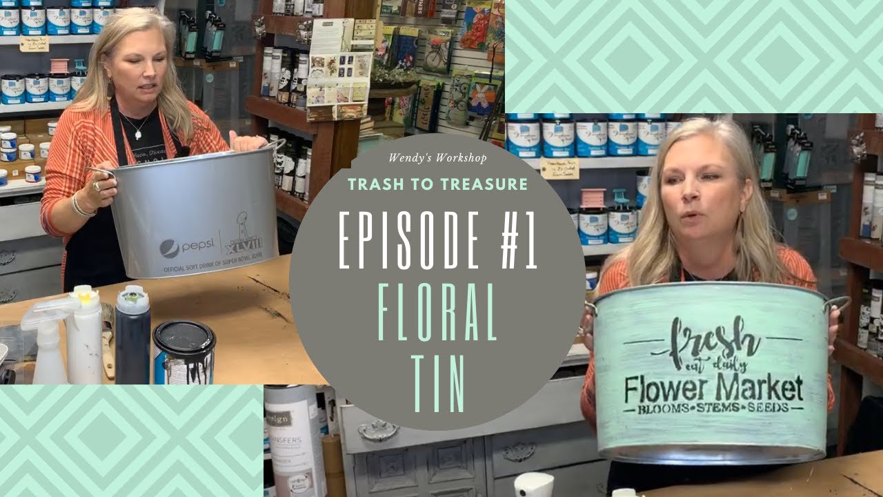 Part 1 Trash to Treasure Floral Tin Bucket