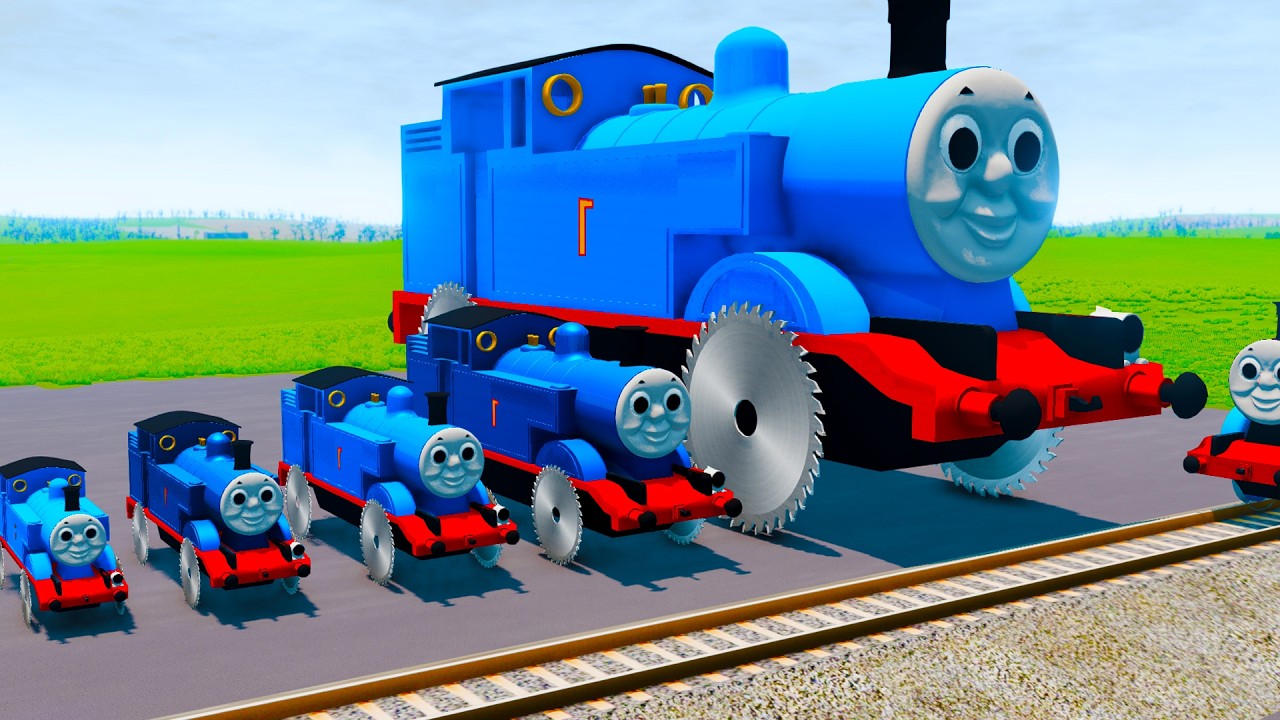 Big & Small Thomas Train With Monster Wheels VS Train | BeamNG.drive