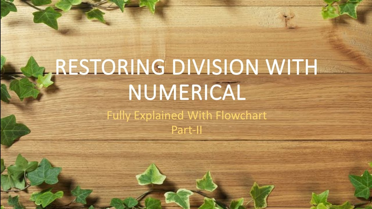 Restoring Division | Numerical | Part-II | AKTU | COA | Unit-II