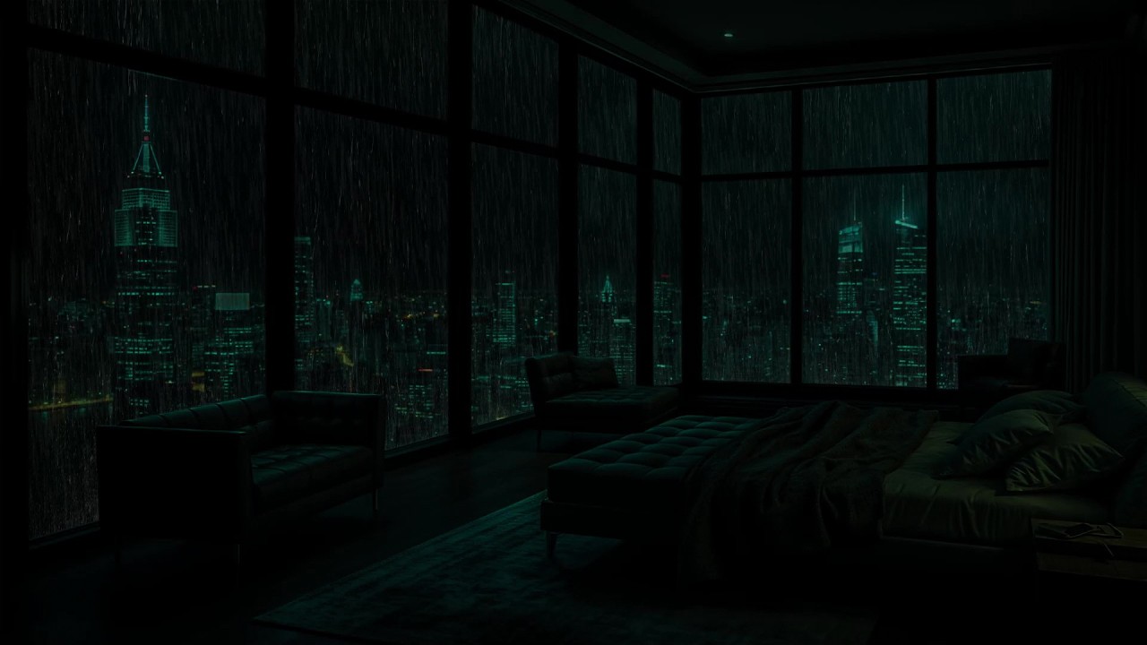 The Sound of Rain for Sleep – Luxury NYC Apartment at Night | Rain Sounds & Deep Sleep ASMR