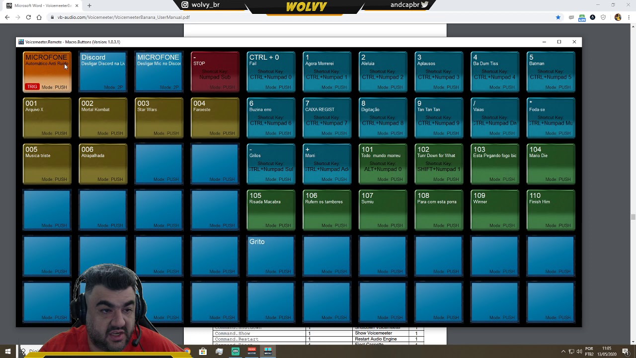 Wolvy Explica - Programas #2 - Voice Meeter - Como criar Macro Buttons, configurar efeitos sonoros