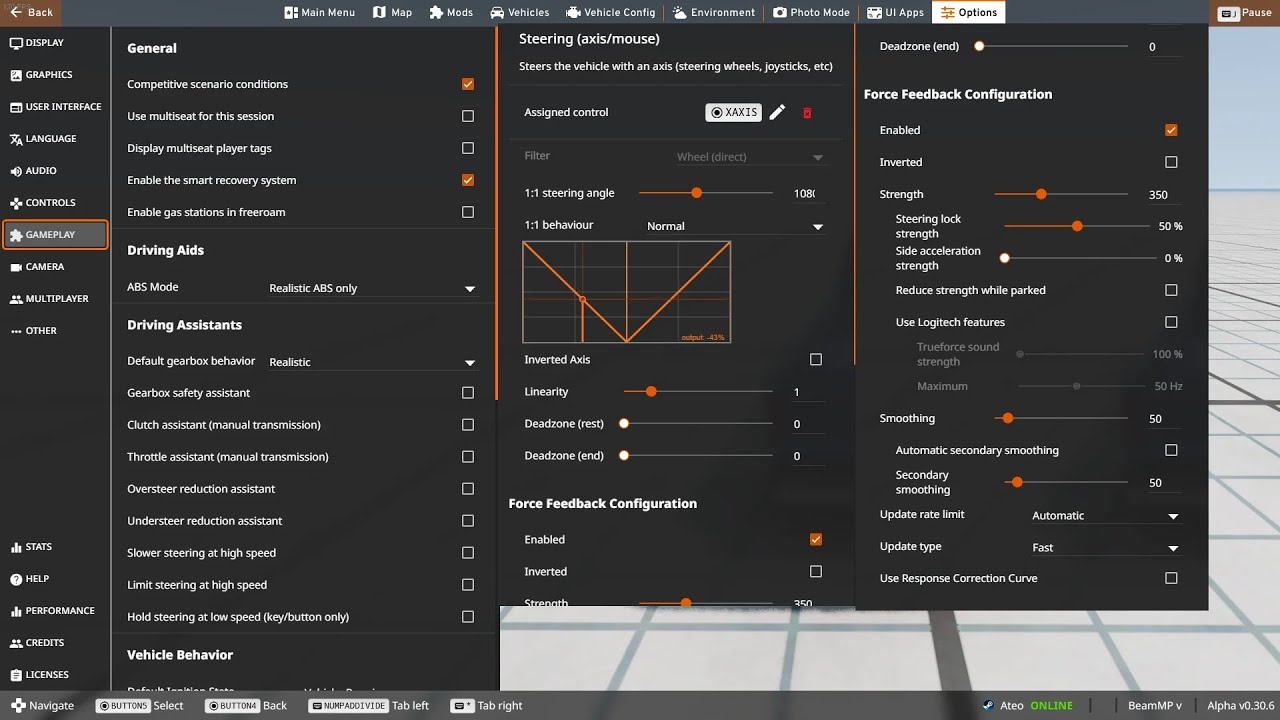 BeamNG.drive v0.31.3 T300RS settings for drift