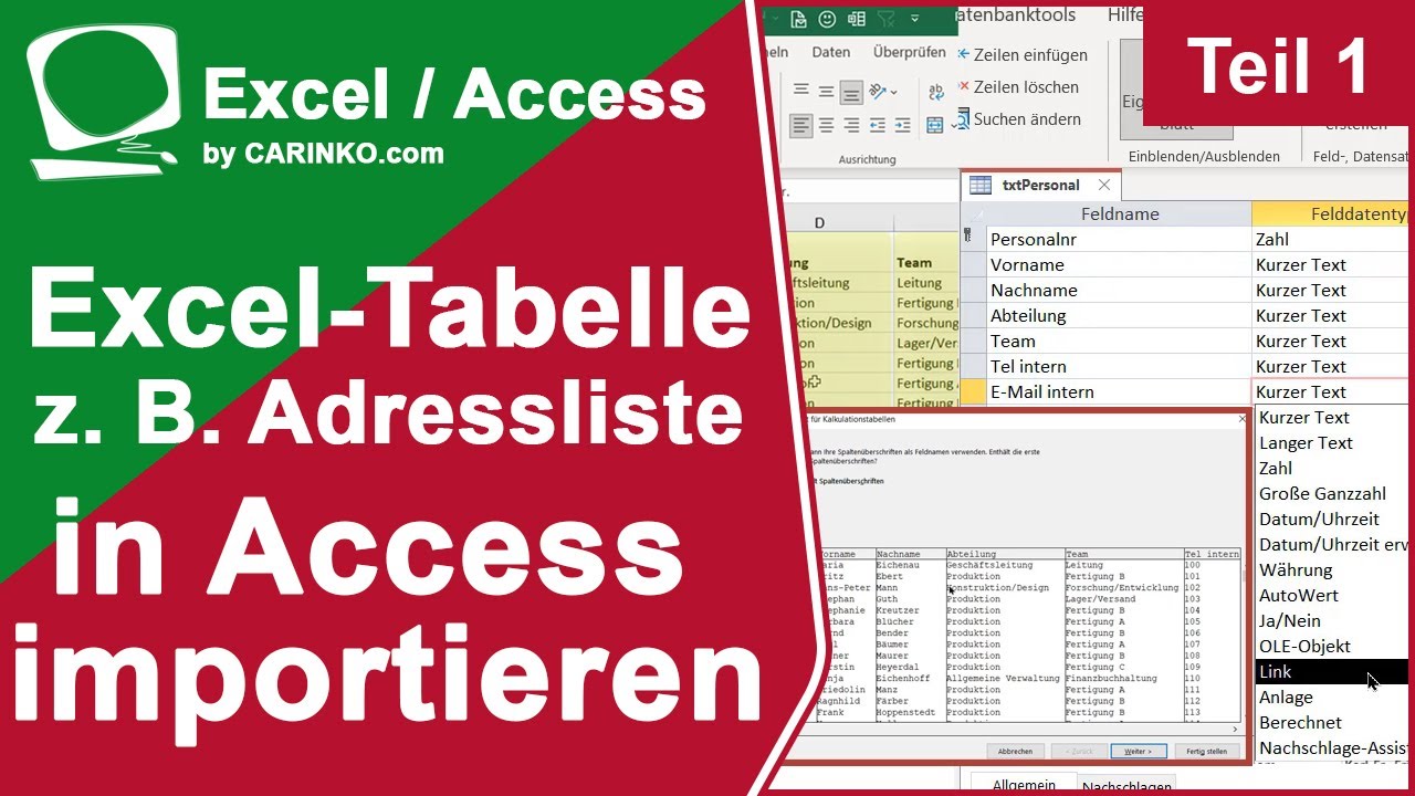 Excel-Tabelle oder Adressliste in Access importieren - carinko.com