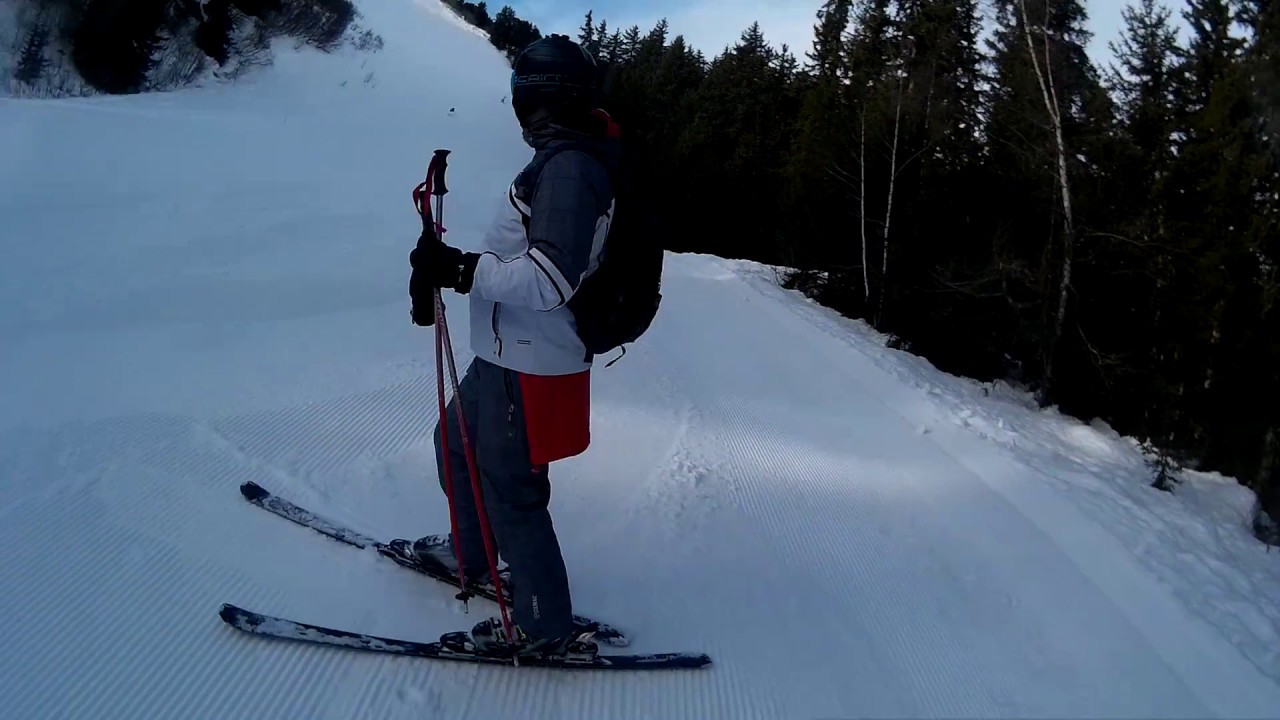 Ski in Courchevel, from Loze to Courchevel 1850, black ski run Jean Blanc