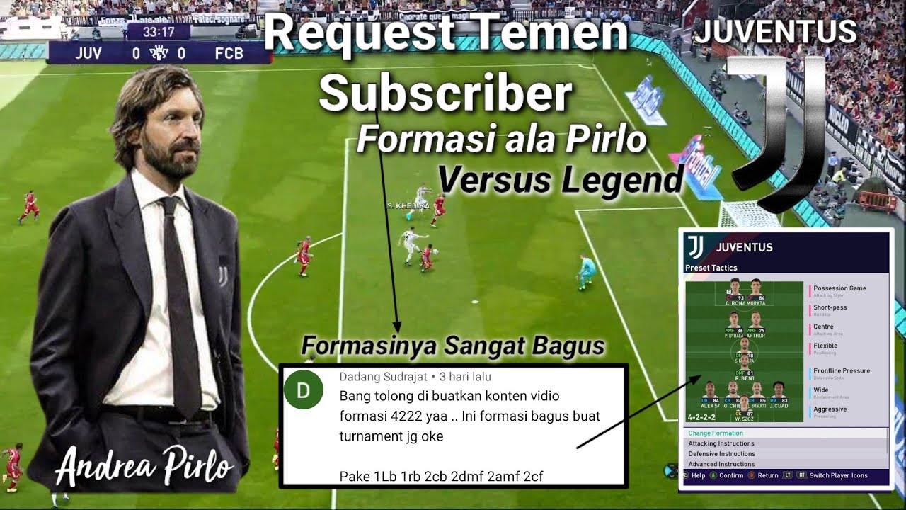 PES 2021..!The Best Formation Juventus, ala Andrea Pirlo, Formasi Sangat Bagus dari temen Subscriber