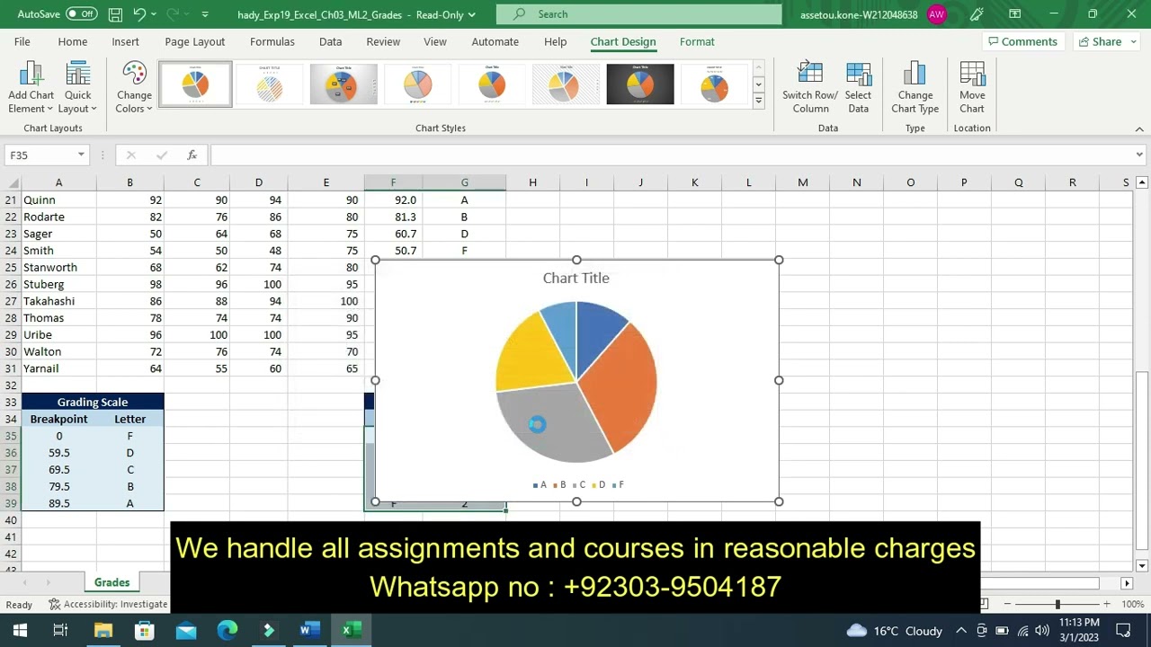 Exp19_Excel_Ch03_ML2_Grades | Excel_Chapter_3_Mid_Level_2_Grades