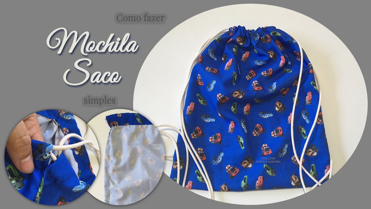 Costurando Mochila Saco Simples - Passo A Passo Com Cida Luna
